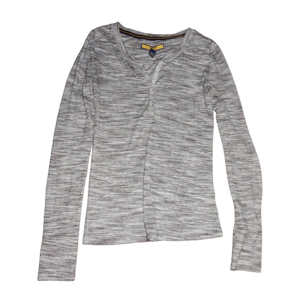 Prince & Fox Women’s Medium Heather Gray Stretchy Long Sleeve Henley Knit Shirt
